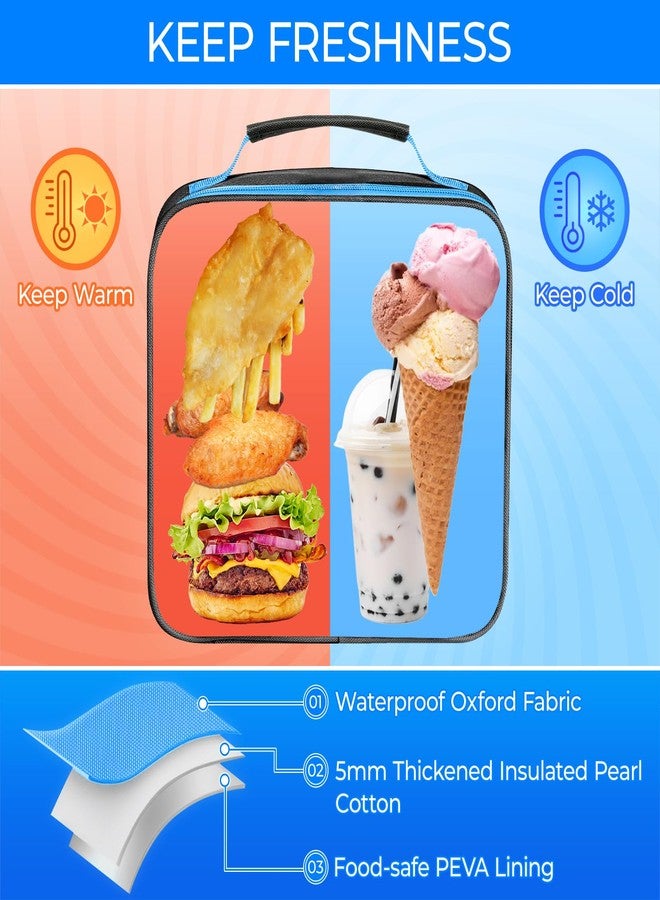 WOBAGMEN Kids Lunch Box,Insulated Game Lunch Bag for Boys and Girls, Cute Square Durable Bento Bag with Shoulder Strap for School or Picnic,Toddler Lunch Box for Daycare Preschool （blue） - Image 4